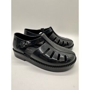 Mini Melissa Aranha‎ 79/16 Black Jelly Sandals Fisherman Mary Jane Toddler 11